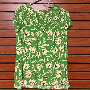 Daniel Rainn Green and Cream Leaf Print Dress